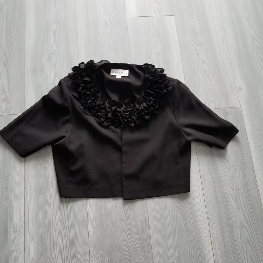 Black lace ruffle neck bolero